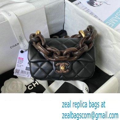 Chanel Mini Flap Bag in Lambskin & Ash-Wood AS4165 black 2023